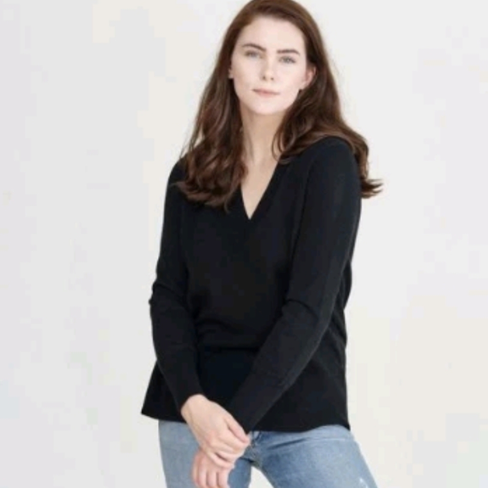 Baldwin Kansas City Womens Sweater Lana Graphite Blue Wool Cashmere Blend Medium